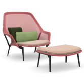 Vitra Slow Chair & Ottoman knit, diepzwart onderstel