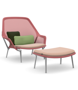 Vitra Slow Chair & Ottoman gepolijst onderstel