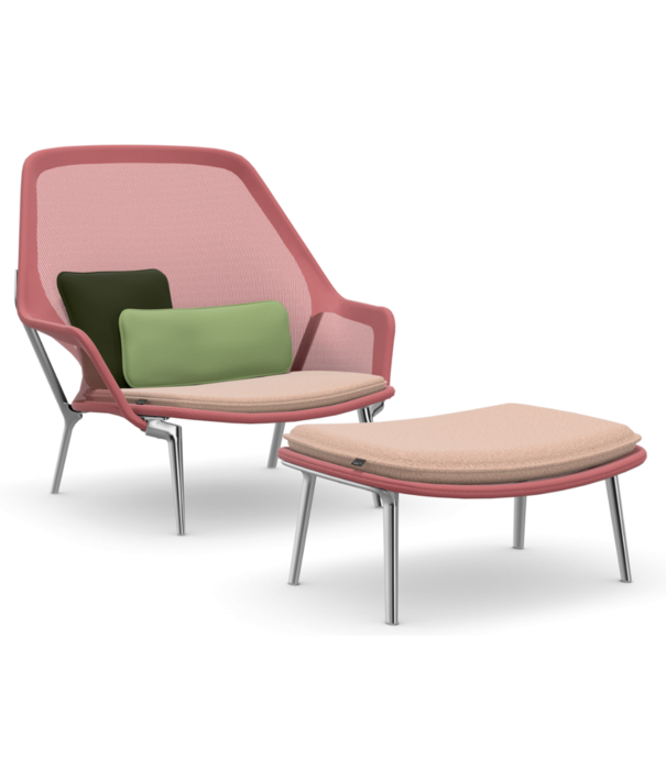 Vitra  Vitra Slow Chair & Ottoman knit, gepolijst onderstel