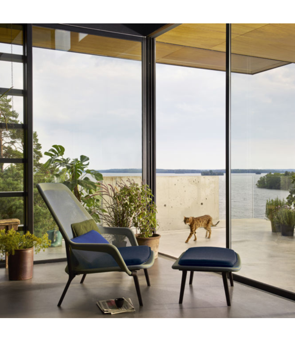 Vitra  Vitra Slow Chair & Ottoman knit, gepolijst onderstel