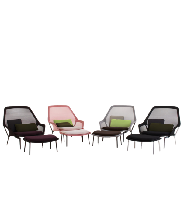 Vitra  Vitra Slow Chair & Ottoman knit, gepolijst onderstel