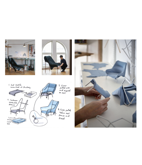 Hay  Hay 02 Lounge Stoel egg shell tube basis,  soft cream