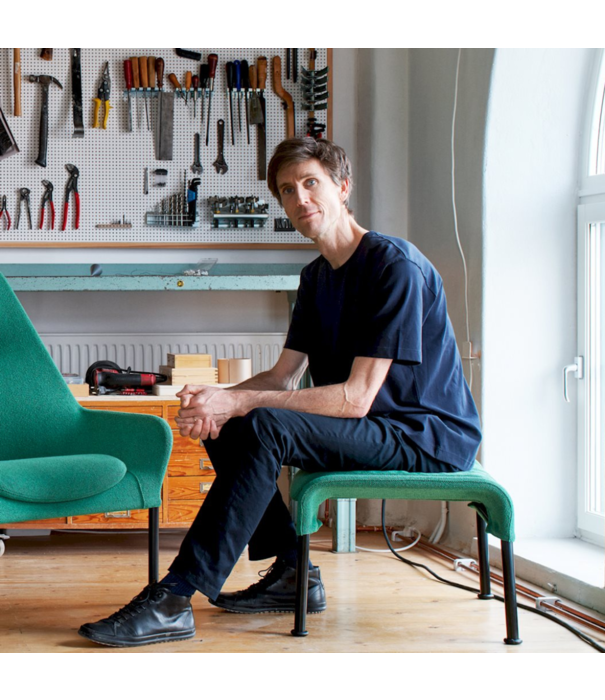 Hay  Hay 02 Lounge Stoel zwart tube basis,  stof groen