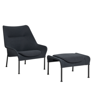 Hay 02 Lounge Chair black tube base, fabric soft black