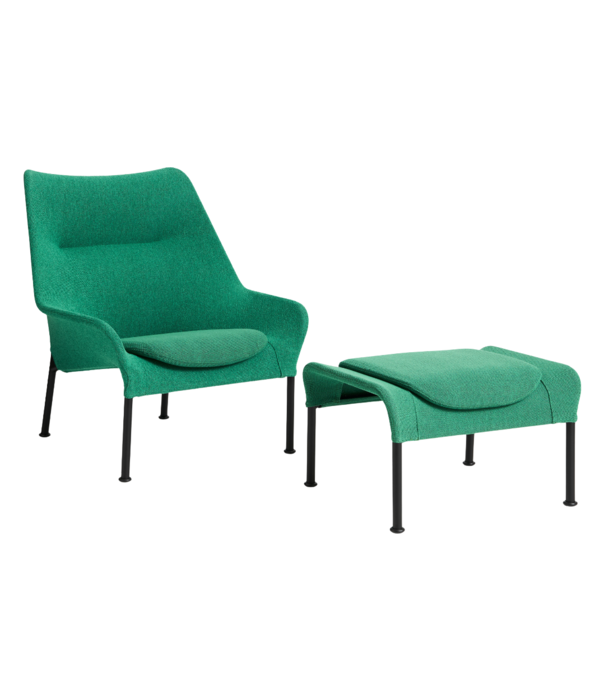 Hay  Hay 02 Lounge Chair black tube base, fabric green