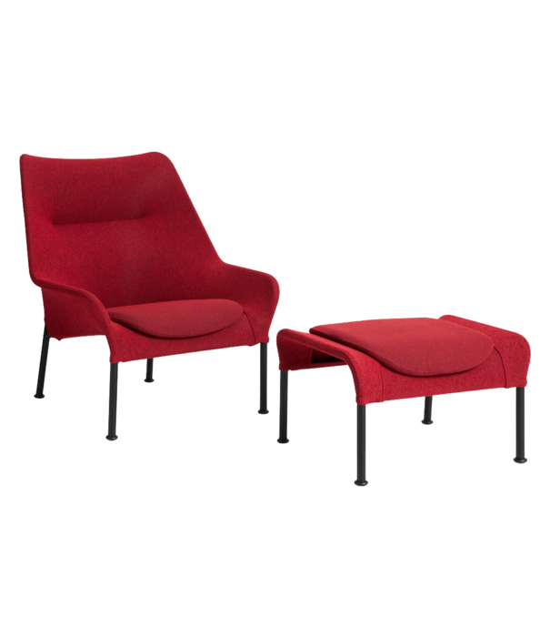 Hay  Hay 02 Lounge Chair black tube base, fabric red