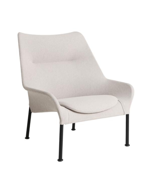 Hay  02 Lounge Stoel zwart tube basis,  stof lichtgrijs