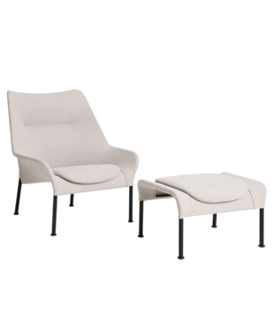 Hay 02 Lounge Stoel zwart tube basis,  stof lichtgrijs