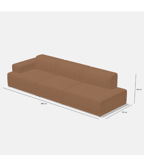 Muuto Connect Soft 3-seater Sofa open right, Grace leather