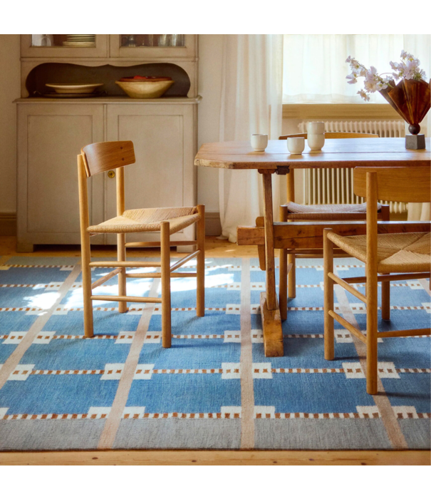 Layered  Röllakan Ruth Wool Rug Summer Sky