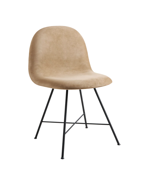 Gubi  Gubi 3D  Eetkamerstoel walnoot / Chamois 1715 Elefant leer, zwart center basis