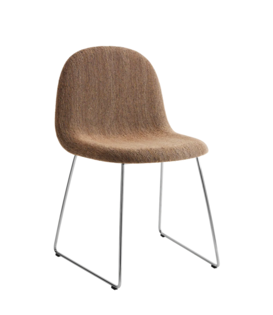 Gubi 3D Eetkamerstoel Bouclé 005, RVS slede onderstel