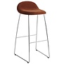 Gubi 3D bar stool, 75 cm, sledge base, stainless steel - Dedar Belsuede 133