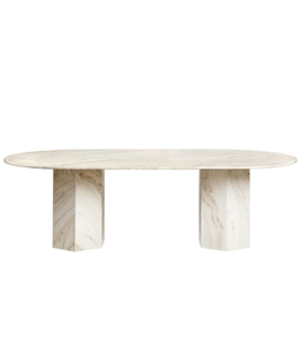 Gubi Epic Elliptical dining table travertine 240 x 120