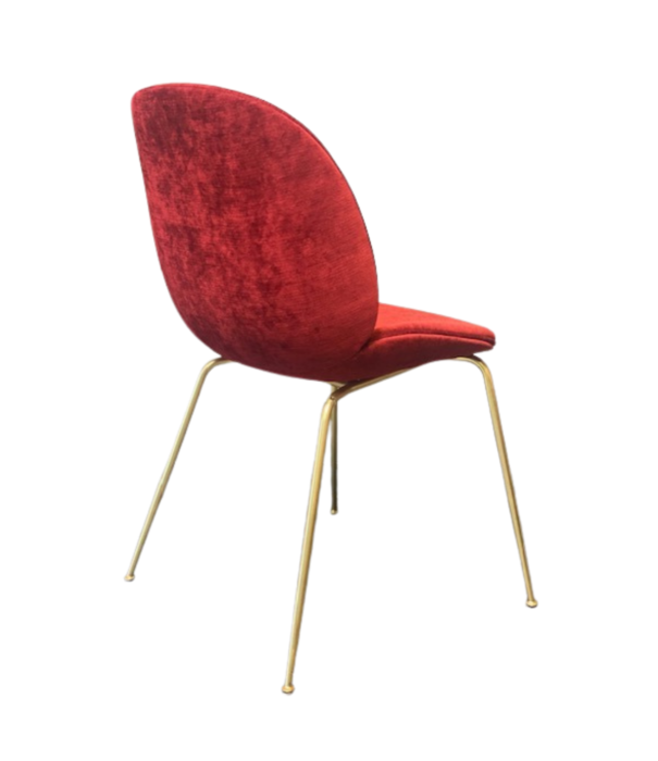 Gubi  Gubi Beetle Dining Chair red velvet, brass legs - Sale
