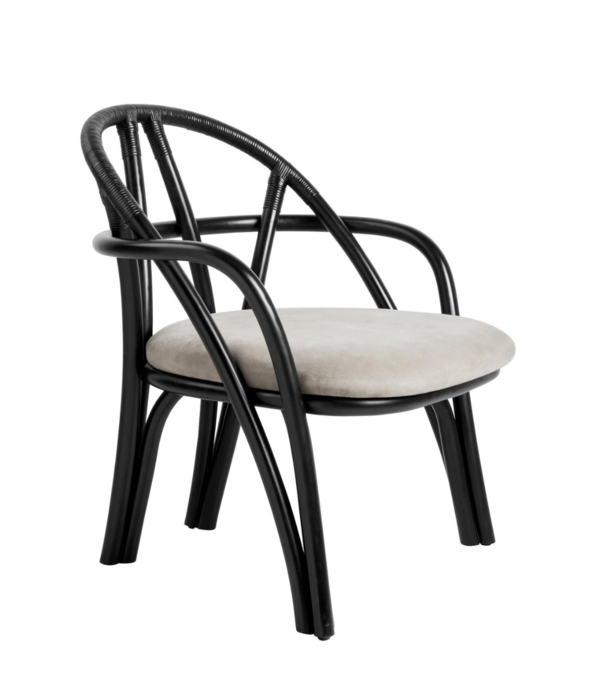 Gubi  Bistra Lounge Chair rattan frame, upholstered seat cushion