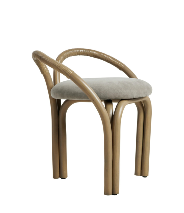 Gubi  Bistra Stool rattan, upholstered seat cushion