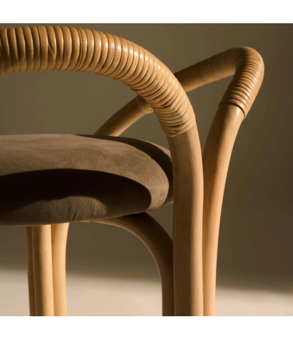 Gubi  Bistra Stool rattan, upholstered seat cushion