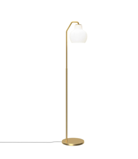 VL Ring Crown Vloerlamp opaal wit, messing voet