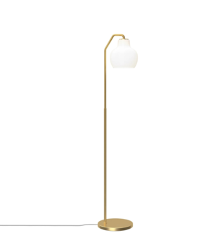VL Ring Crown Vloerlamp opaal wit, messing voet