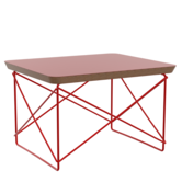 Occasional Table LTR dark brick lino, Eames classic red base