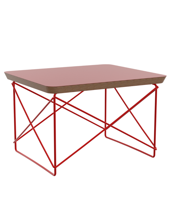 Vitra  Occasional Tafel LTR dark brick linoleum, Eames klassiek rood onderstel