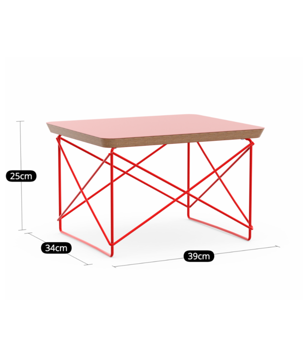 Vitra  Occasional Tafel LTR dark brick linoleum, Eames klassiek rood onderstel