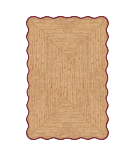 Layered Scallop Jute Rug,  burgundy