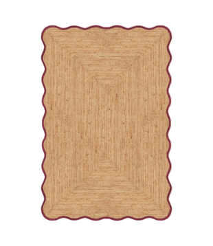 Layered Scallop jute Rug burgundy