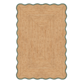 Layered Scallop jute Rug dark green