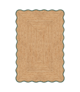 Layered Scallop Jute Vloerkleed,  dark green