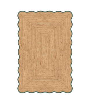 Scallop Jute Rug,  dark green