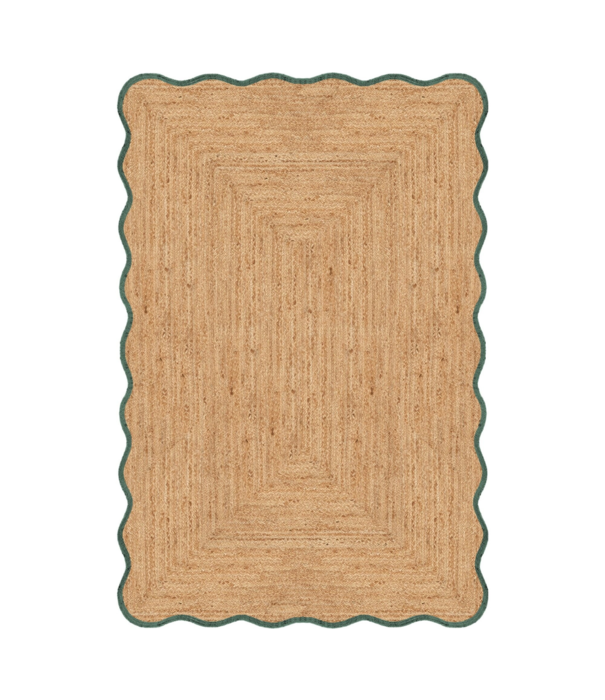 Layered  Layered Scallop jute Vloerkleed dark green