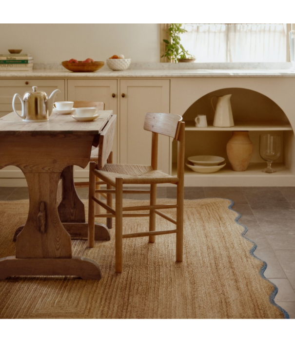 Layered  Scallop jute Rug misty blue