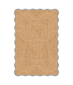 Layered Scallop jute Vloerkleed misty blue