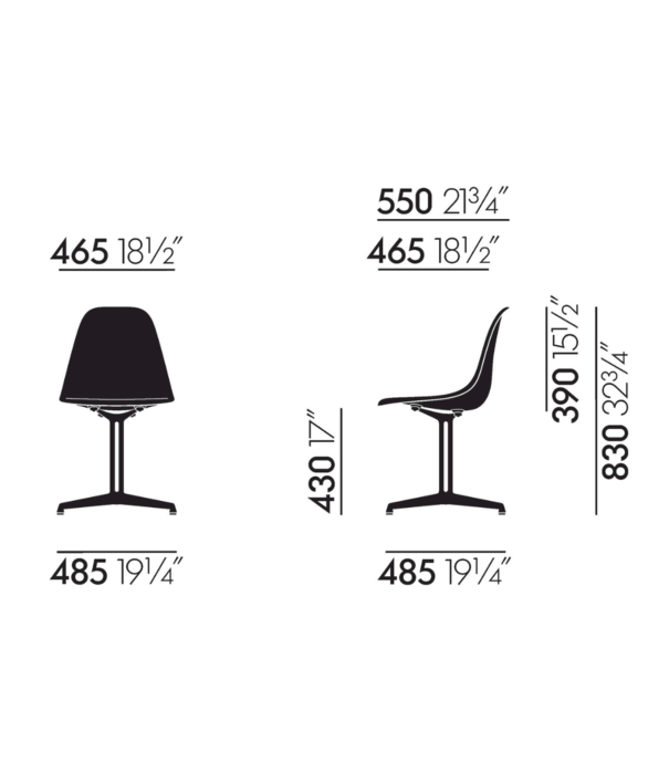 Vitra  Vitra Eames Plastic Side Chair DSL, deep black onderstel , La Fonda base