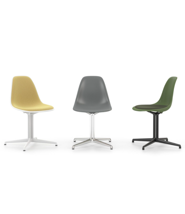 Vitra  Vitra Eames Plastic Side Chair DSL, gepolijst onderstel , La Fonda base