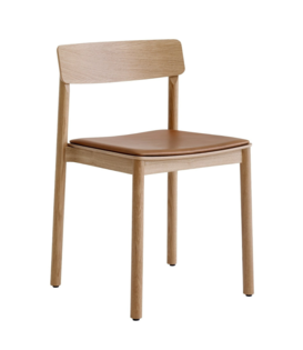 Betty TK3  Eetkamerstoel eiken, zitting cognac Noble leer