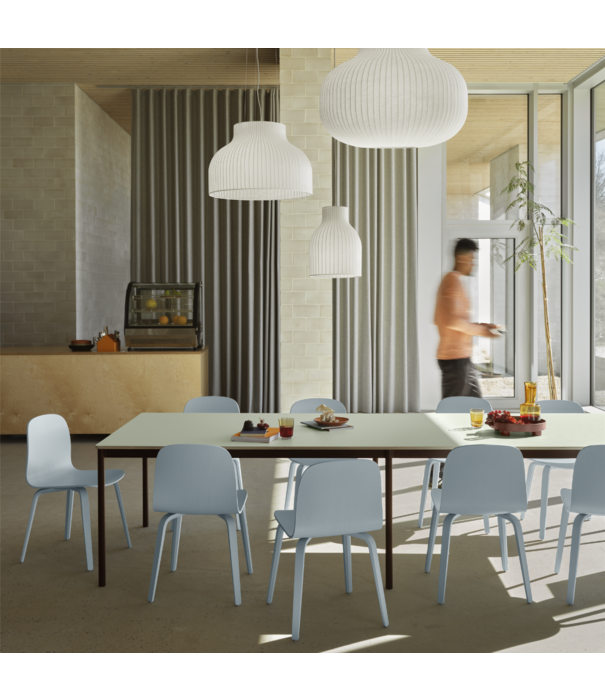 Muuto Base Dining Table, light green laminate, brown red