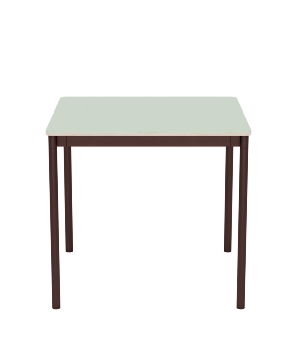 Muuto Base Eettafel, light green laminate, bruin rood