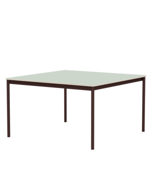 Muuto Base Eettafel licht groen laminaat, bruin rood onderstel