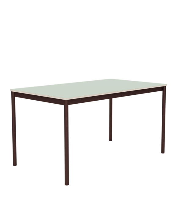 Muuto Base Eettafel, light green laminate, bruin rood