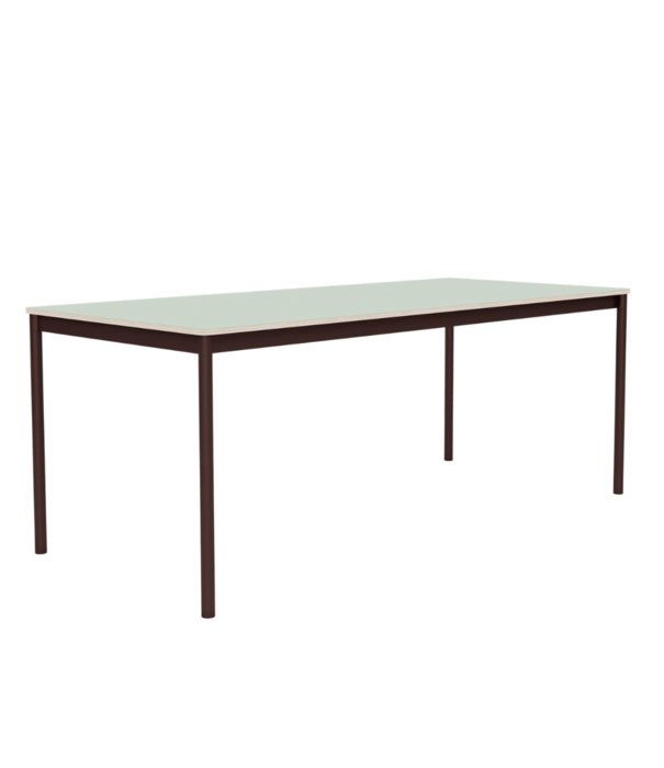Muuto Base Dining Table, light green laminate, brown red