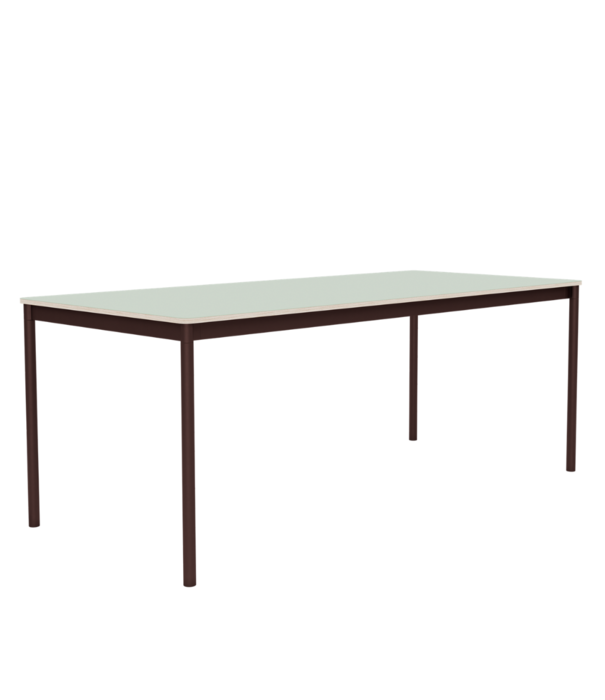 Muuto Base Dining Table, light green laminate, brown red