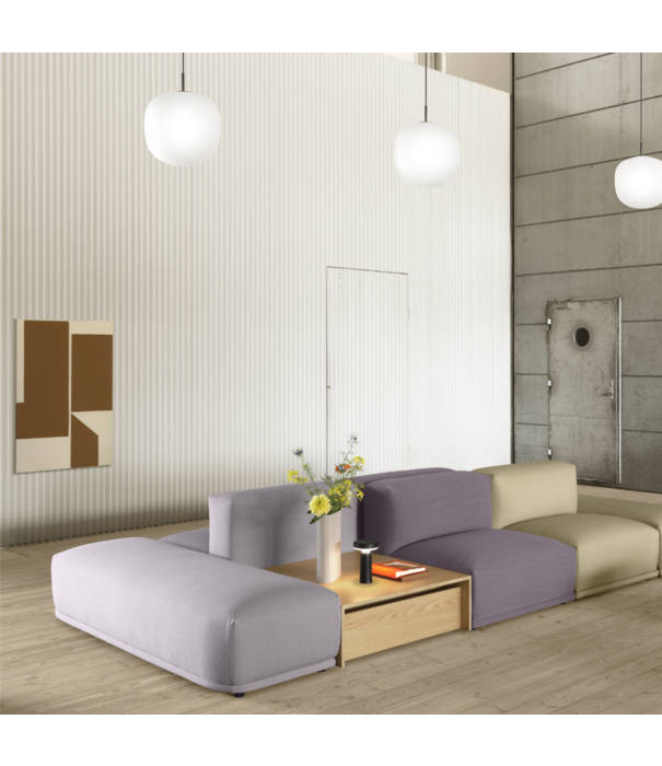 Muuto Connect Soft 3-zits Bank config. 4, stof Clay 12