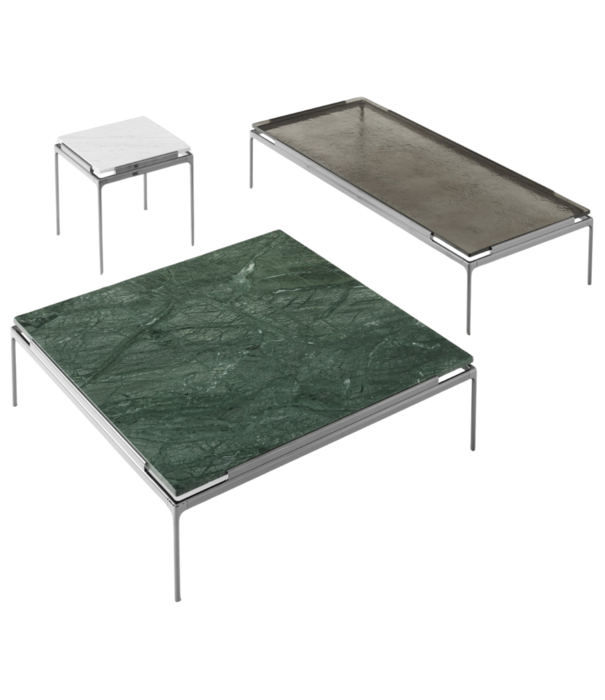 &Tradition Sett LN13 Salontafel groen marmer, chrome onderstel