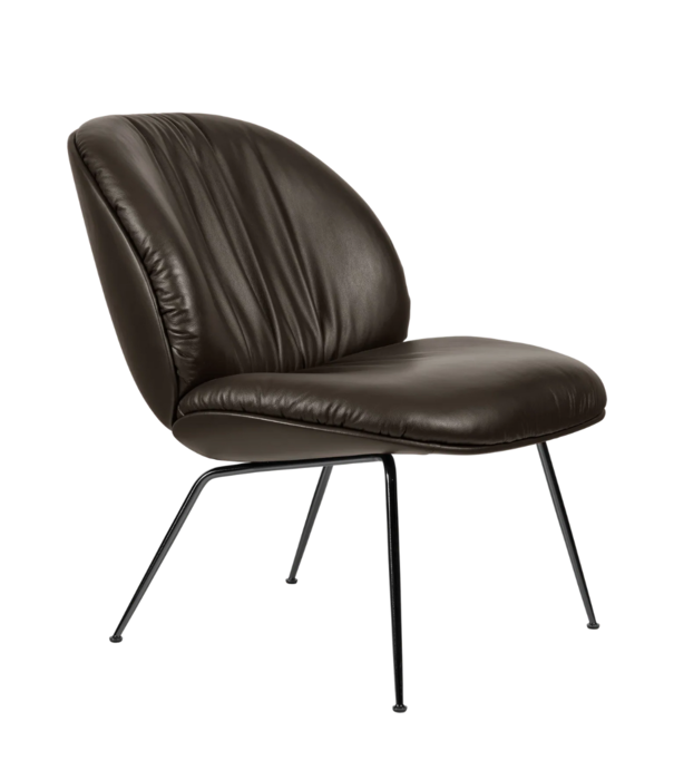 Gubi  Gubi Beetle Soft Lounge Chair smooth coffee leather, black conic legs