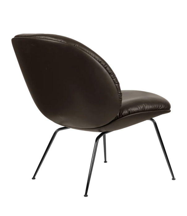 Gubi  Gubi Beetle Soft Lounge Chair smooth coffee leather, black conic legs