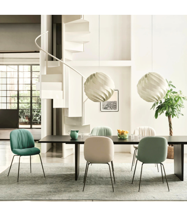 Gubi  Gubi Beetle Soft Dining Chair Limonta 001 , black chrome conic base