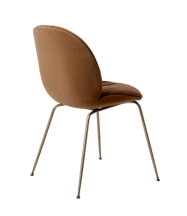 Gubi  Gubi Beetle Soft Dining Chair Sunday velvet , antique brass conic base